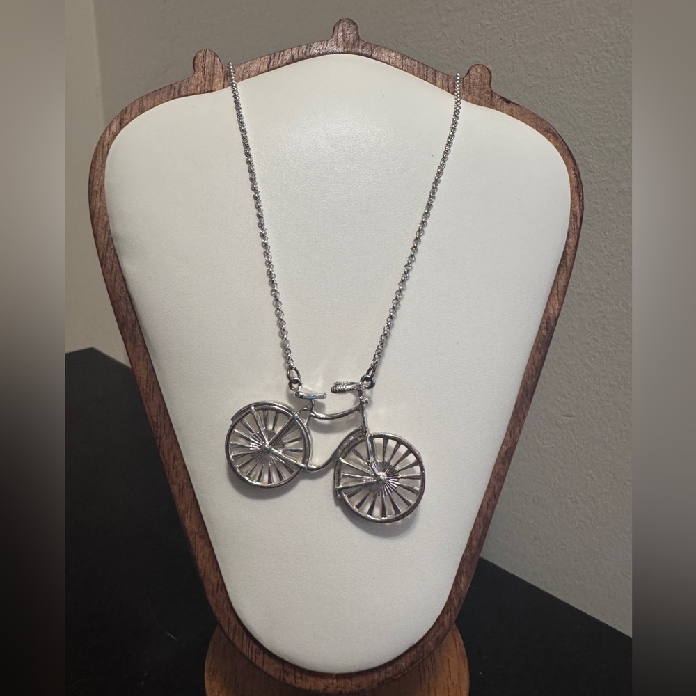 Silver Bicycle Pendant Necklace Minimalist